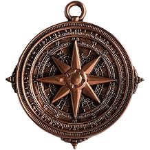 Caf  Viereck Kompass Coin - High Quality Coin with Antique Copper Finish & Eyelet as Coin Pendant - 5 x 5.4 cm - Lucky Charm & Guide for Travel & Adventure