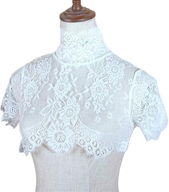 Women's Lace Turtleneck Detachable Fake Collar Half Shirt Blouse Lace Flower Pullover Simple Shirt