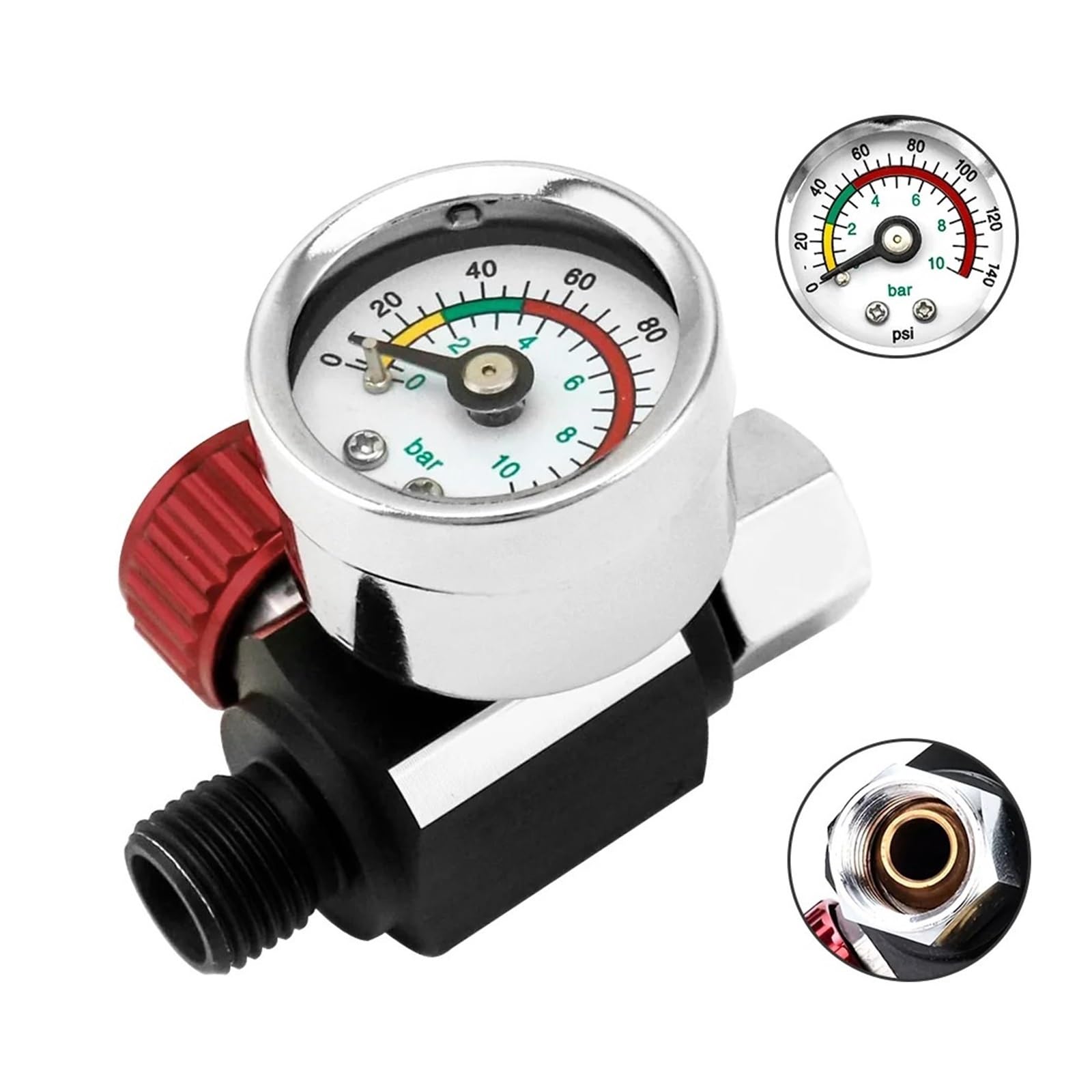 Regolazione della pressione pneumatica Regolatore del compressore d'aria con manometro G1/4 Facile da installare for pistole a spruzzo e accessori for utensili pneumatici