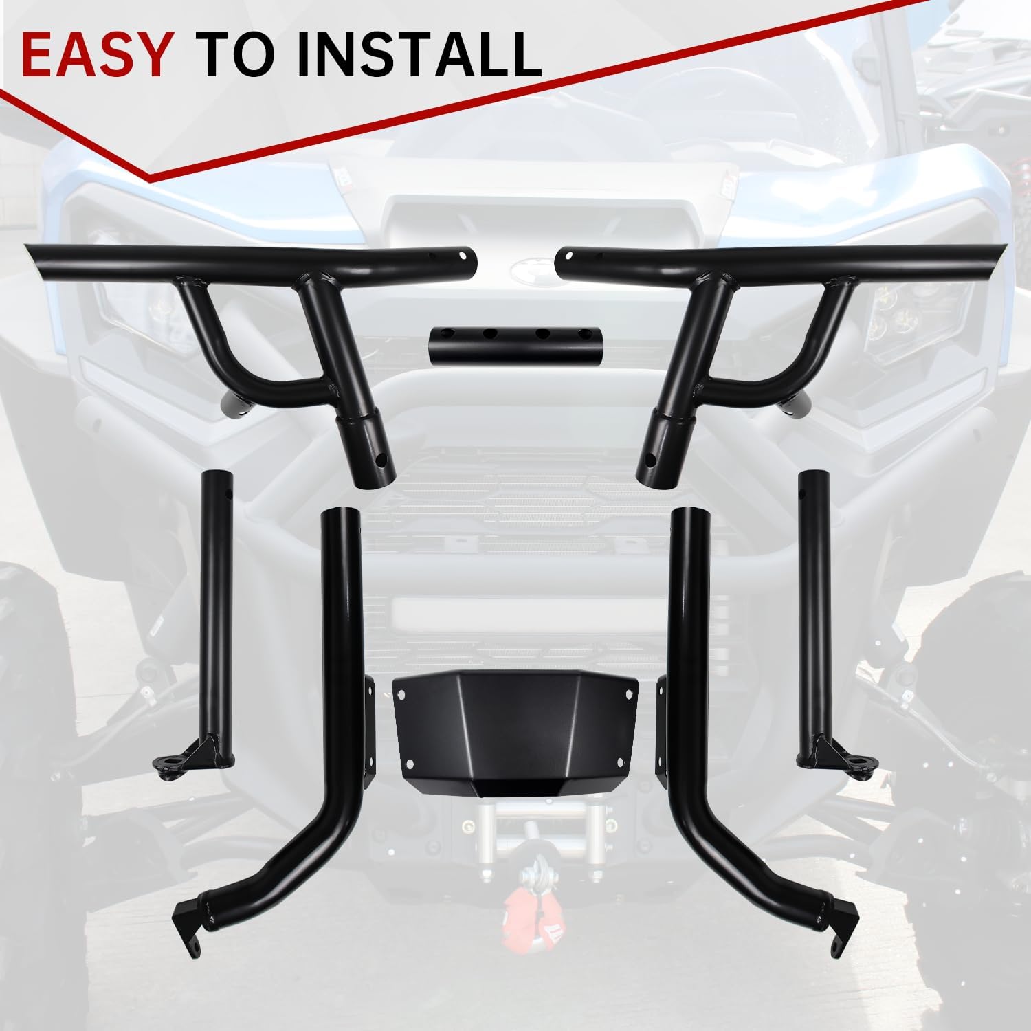 Rear Bumper Compatible with 2019-2023 Polaris RZR XP 1000/4 1000/Turbo/XP 4 Turbo Heavy Duty Rear Brush Guard Low Profile Bumper Accessories Replacement for 2884020