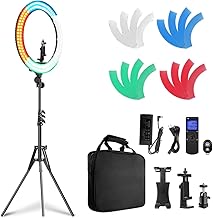 Ring Light with Remote Controller and Stand ipad Holder,Makeup LED Ring Lights 60W Bi-Color 3000K-5800K CRI97 & TLCI‚ 99 w...