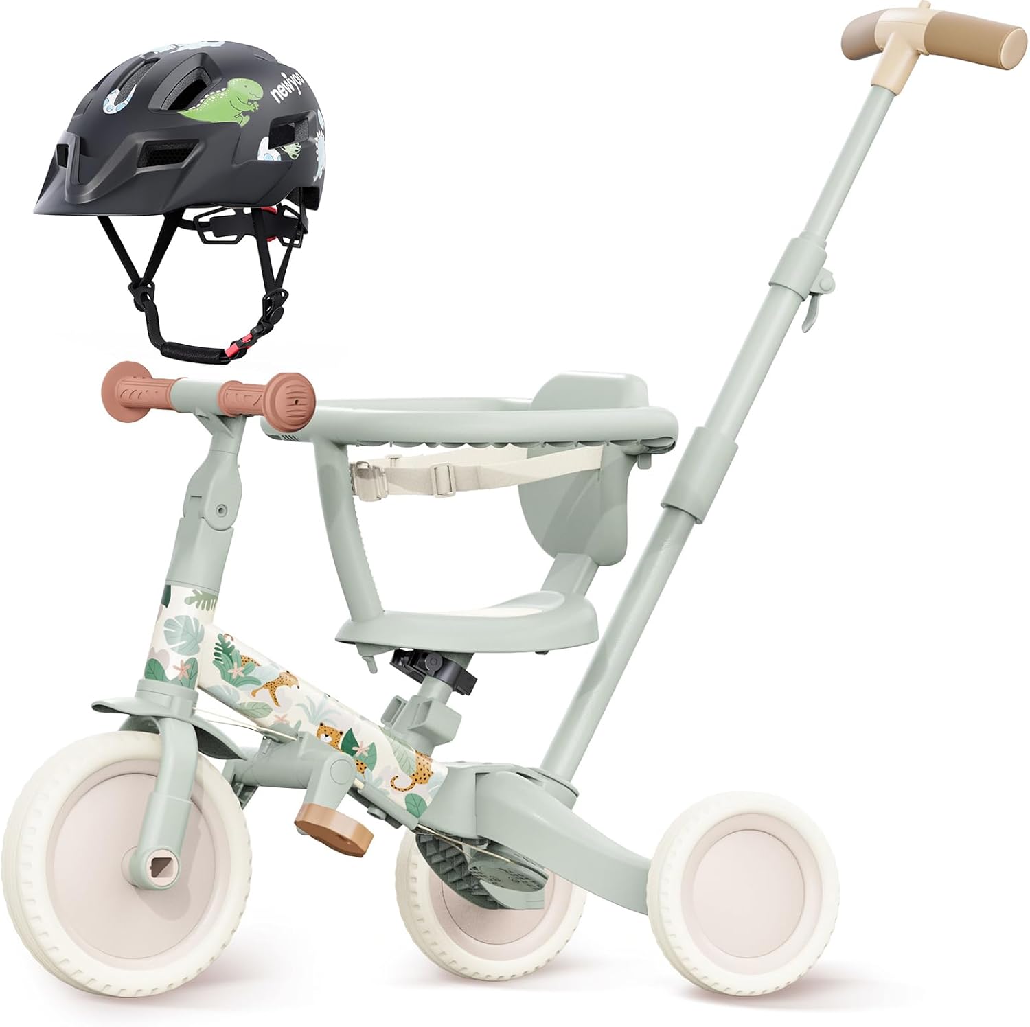 newyoo Toddler Tricycle with Helmet, Toddler Bike, Tricycles for 1-3 Year Olds, Kids Bike Helmet for 1-5 Year Olds, Moss