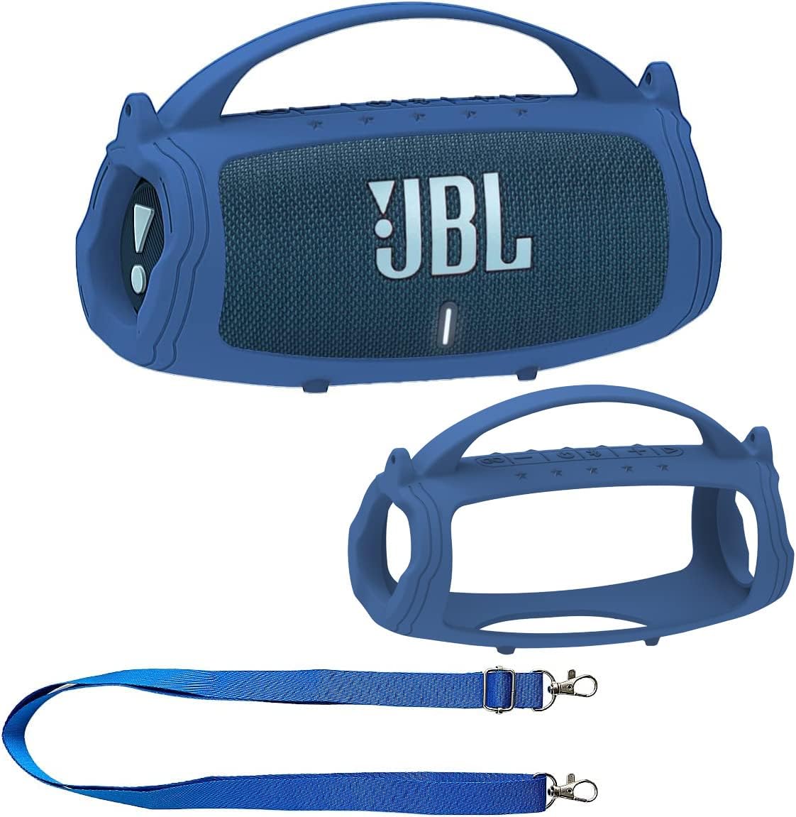JCHPINE Silicone Cover Case for JBL Charge 5 Portable Bluetooth Speaker, Protective Skin Case for JBL Charge 5 Speaker Accessories (Blue)