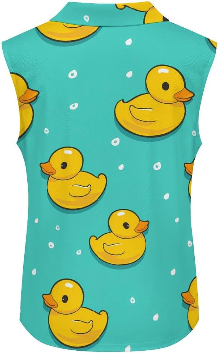 Cute Rubber Duck Women Sleeveless Collared Golf Polo Shirt | V Neck Tank Top,Breathable Tennis Shirts