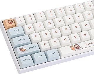 Taeeiancd Keycaps 60 Percent 127 Keys Custom Gaming Keycaps PBT Dye-Sublimation XDA Profile ANSI US Layout for Cherry MX Switches 61 64 68 87 104 108 Mechanical Keyboard (Blue Otter)