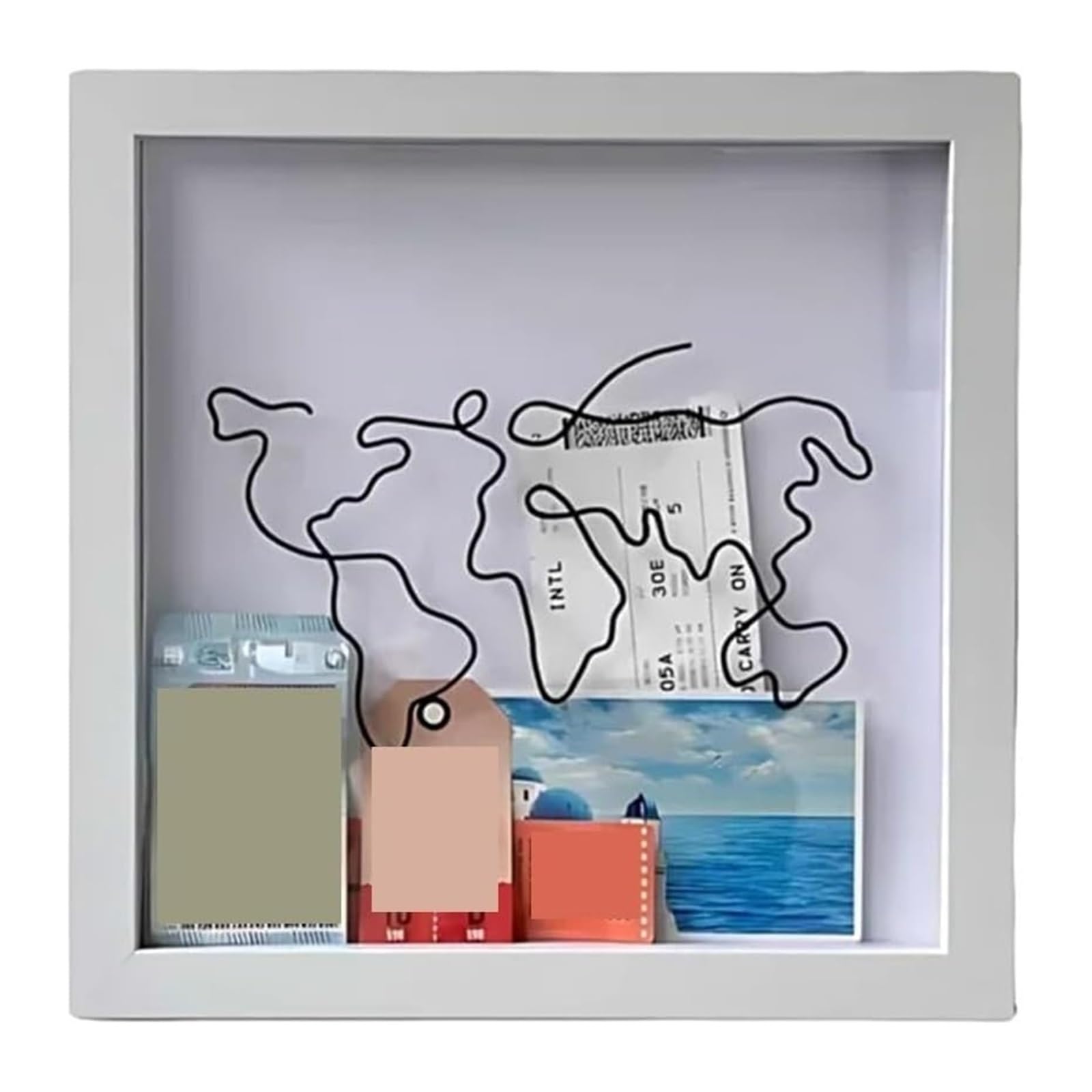 Shadowbox Frame, 2 Pcs Adventure Shadow Box Frame for Tickets Stamps Photos Tabletop Wall Small Big(S)