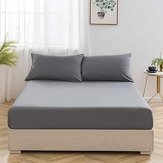 Hill Tag 25cm Extra Deep Fitted Bed Sheet, Wrinkle, Fade, and Stain Resistant Polycotton Fitted Sheet, Luxurious and Cosy Soft Non-Iron Bedding Fitted Bottom Sheets (Charcoal, King)