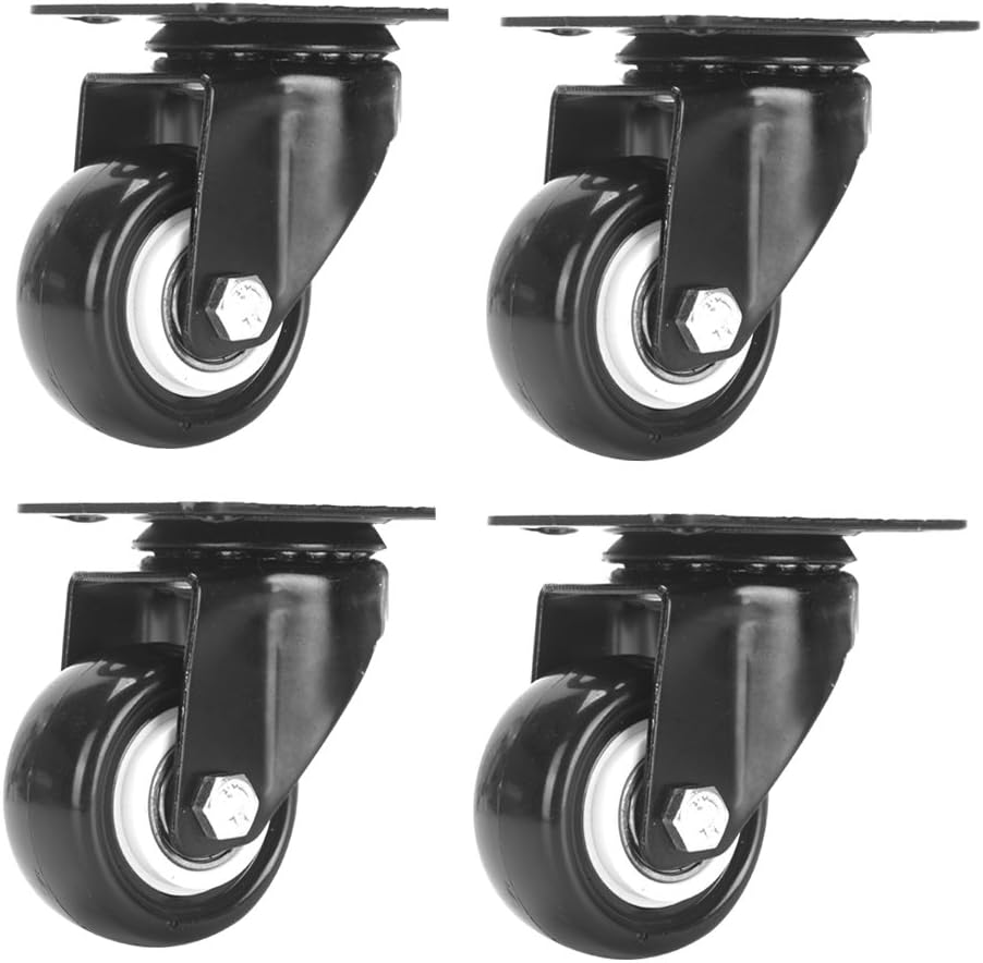 Accessbuy 2 Inch Heavy Duty Caster Wheel PU Rubber Swivel Caster with 360 Degree Top Plate & Bearing Pack of 4 (4 Pack Without Brake)