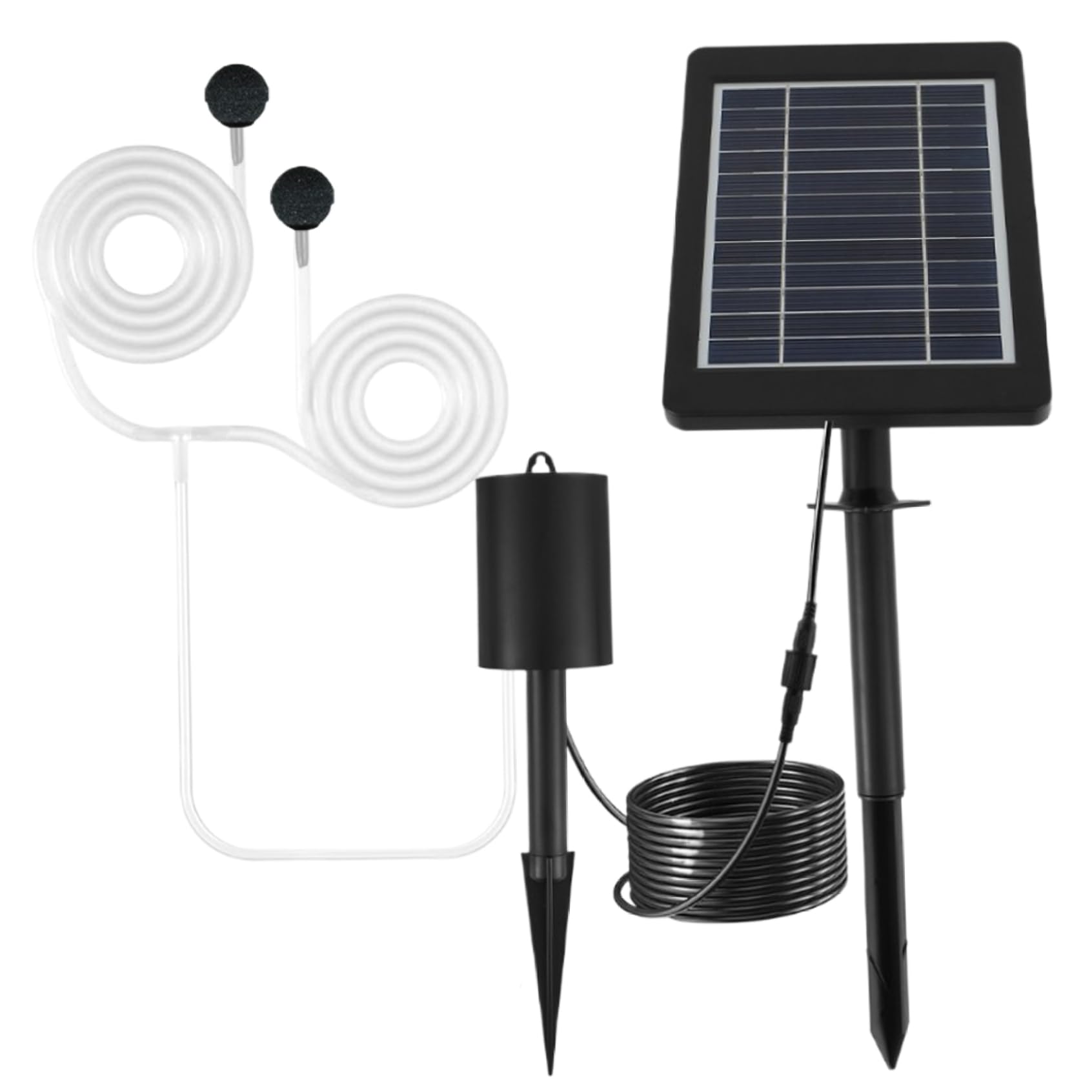 Aeratore per laghetto solare,Aeratore per pompa ad aria per laghetto da esterno 4W con tubo Pietre per bolle d'aria,Pompa ad acqua solare regolabile in 3 modalità per acquario Aeratore per pompa ad ar