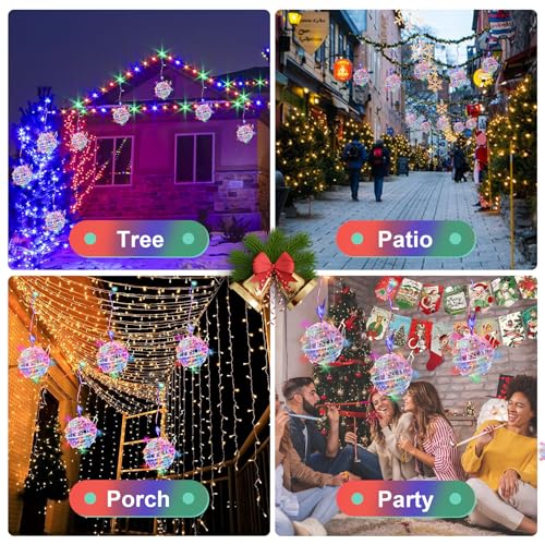 Baung Christmas String Lights Outdoors,4 Pack 7.98" Sphere Ball Tree Garden Globe Lights for Home, Party, Christmas, Porch Patio,Wedding, Garden,Tree Decoration with Memory Function Plug by Baung - Image 6