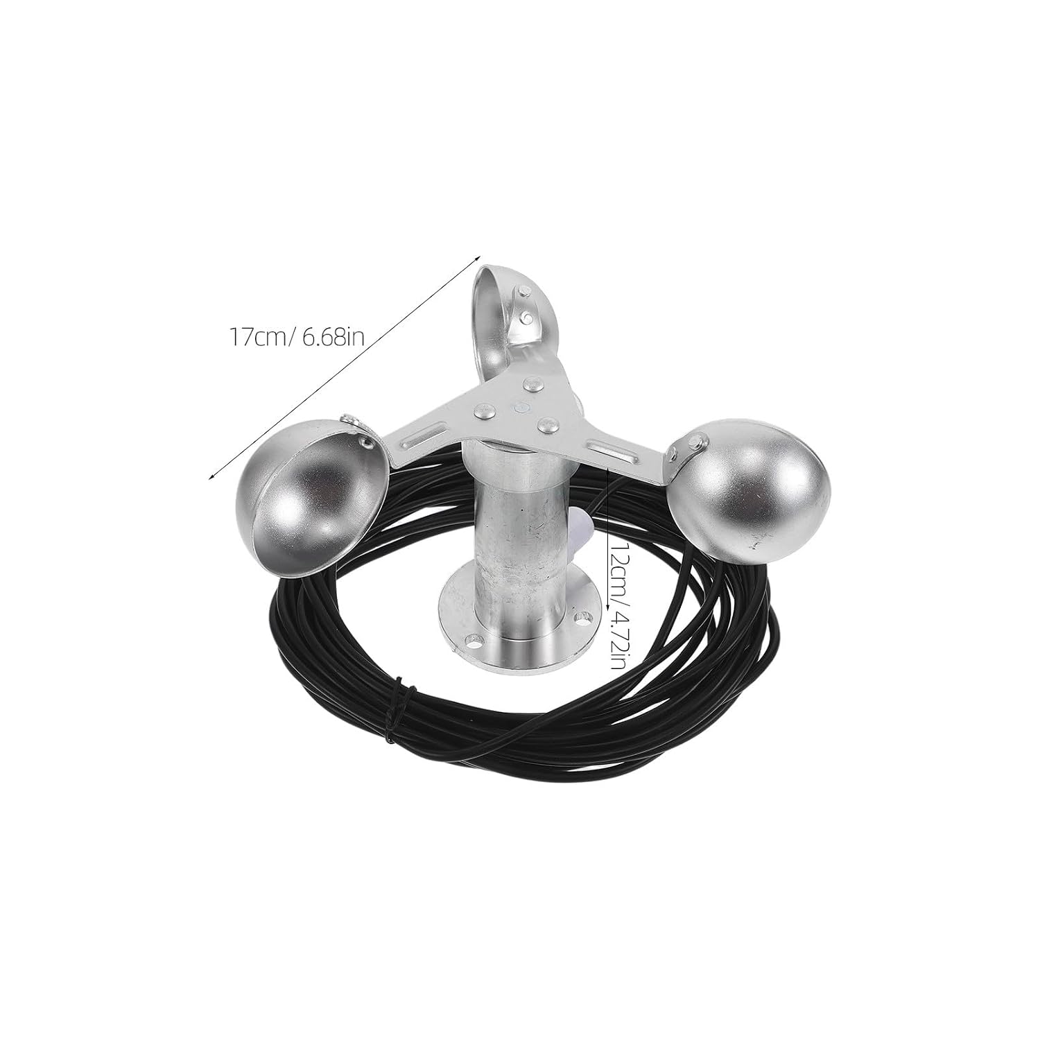 KICHOUSE Wind Speed Sensor Anemometer: 3 Cups Aluminum Alloy Wind Sensor Detector with 10 Meter Cable - for Weather Measurement Meteorological Monitoring