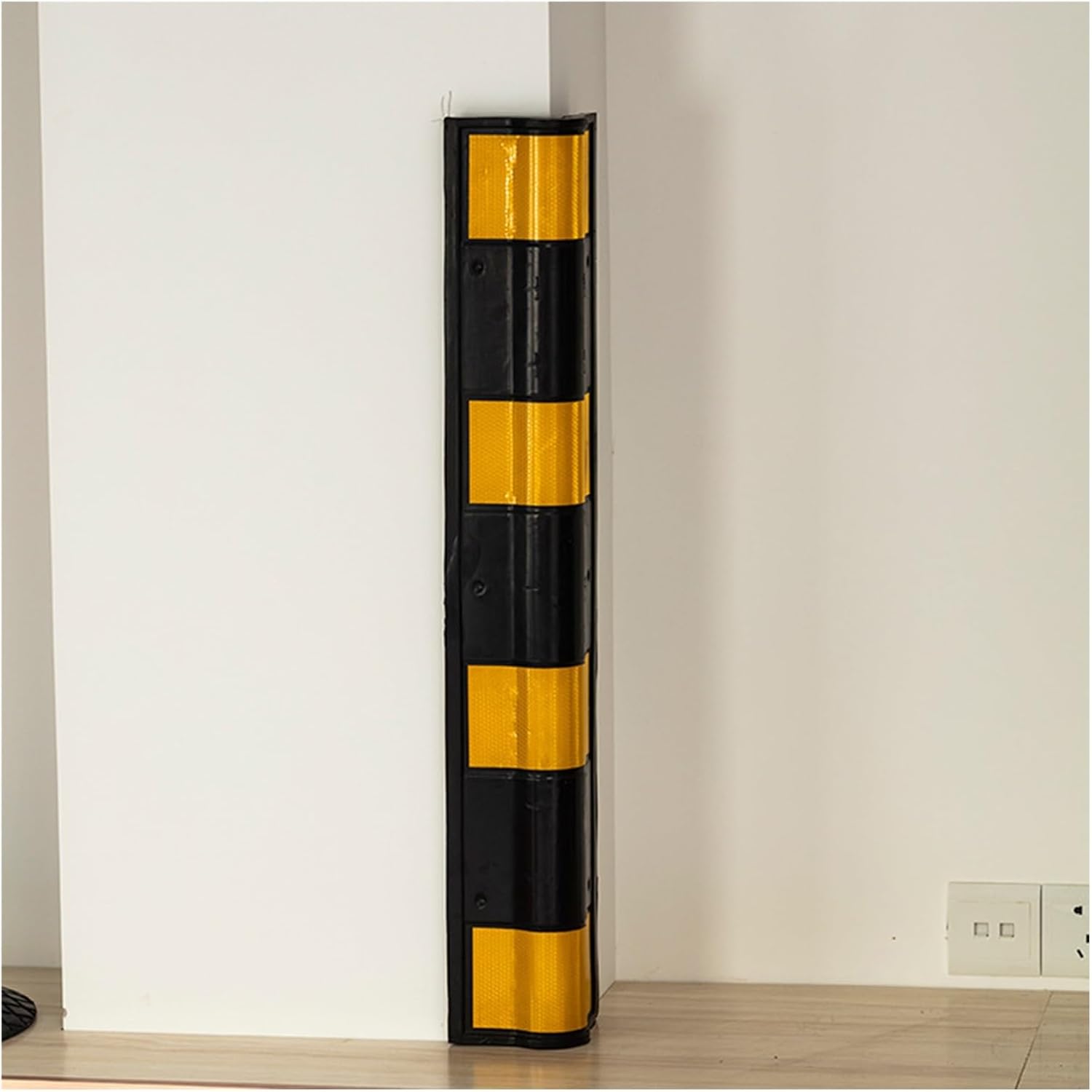 Rubber Corner Protector for Cars - Wall Guard with Reflective Strip, 1cm Thick Parking Garage Column Protector, 4 for Enhanced Safety & Visibility