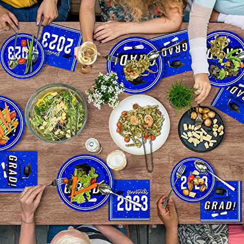Dylives Graduation Plates And Napkins 2023, Royal Blue Graduation Party Decorations Grad Congrats Party Supplies Disposable Tableware Grad Party Favors For College High School, Serves 50, 150 Pcs #TOP4