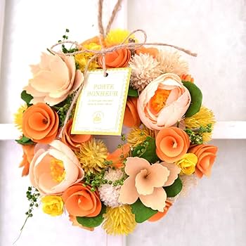 ＊Natural＊アナベルのイエローリース☆ドライフラワーリース Amazon.co.jp: ナチュラル リース ドライフラワー 壁掛け 壁飾り ドア