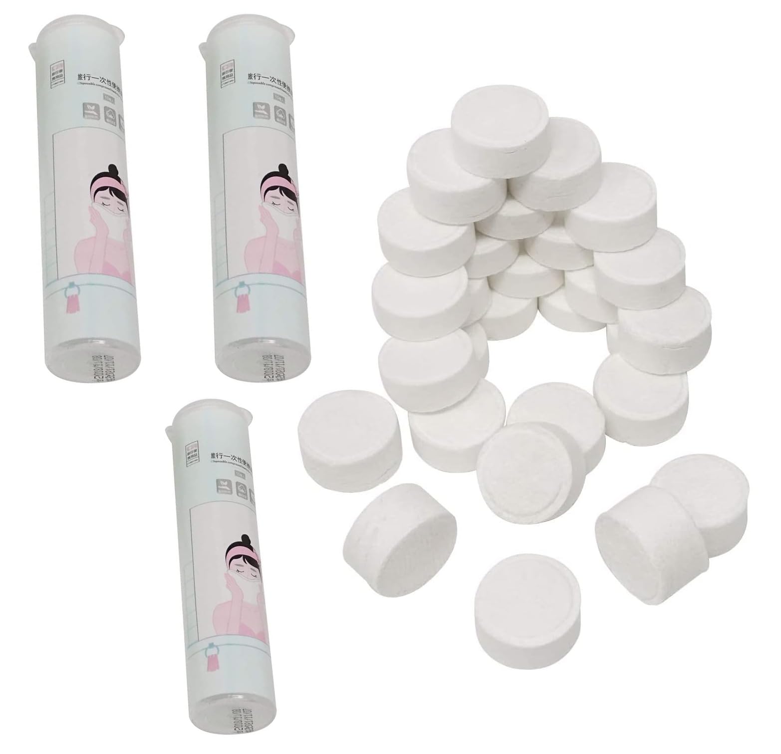 30 Pack Mini Compressed Towelettes - Disposable Capsule Towel for Magic Facial Cleansing, Outdoor Travel and Camping, Home and Beauty Salon Use