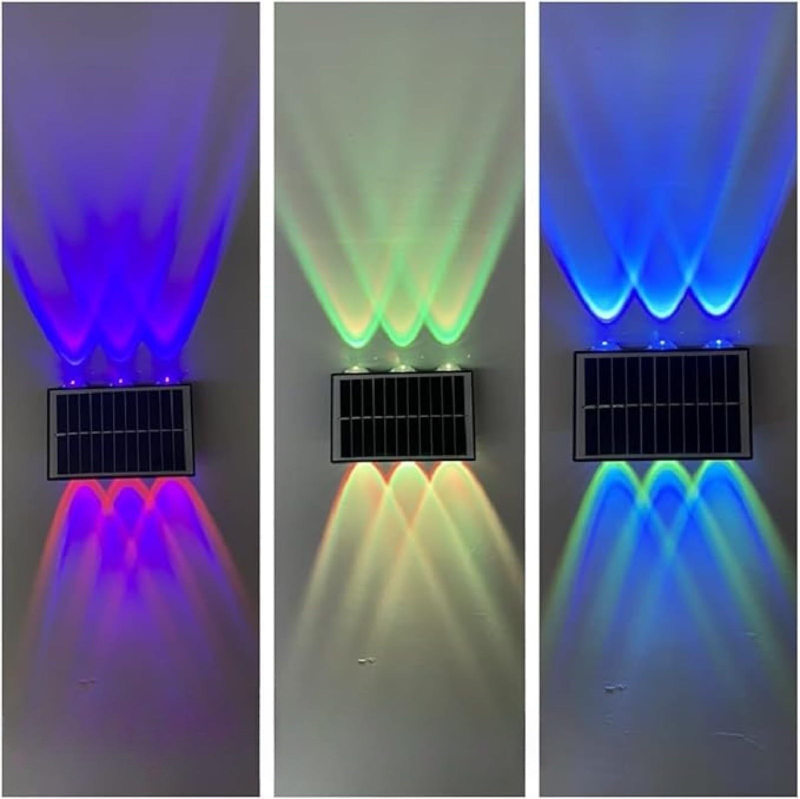 CH HIUBIE Solar LED Garden Lights Outdoor - Super Bright Up & Down Fence Lighting, Waterproof Durable, Energy Grade A+++, Easy Install (RGB,6 Led Lights(1 Pack))