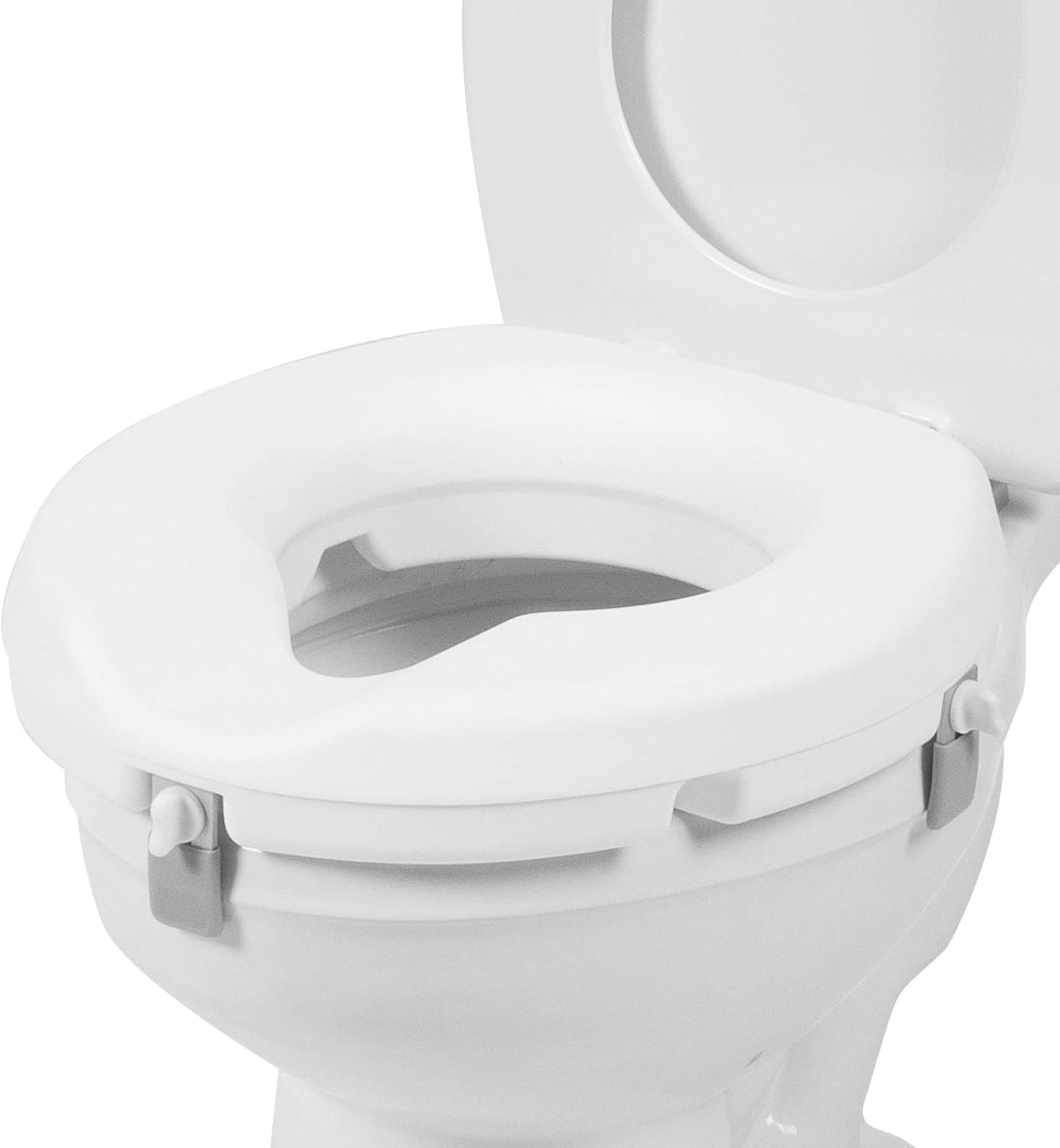 PCP Universal Fit 3 Inch Elevated Toilet Seat, Low Profile Rise Height Lift, Tightening Stability Lock, Portable Bath Safety Commode Support, White : Health & Household