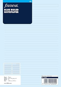 Filofax A5 Blue Ruled Notepaper