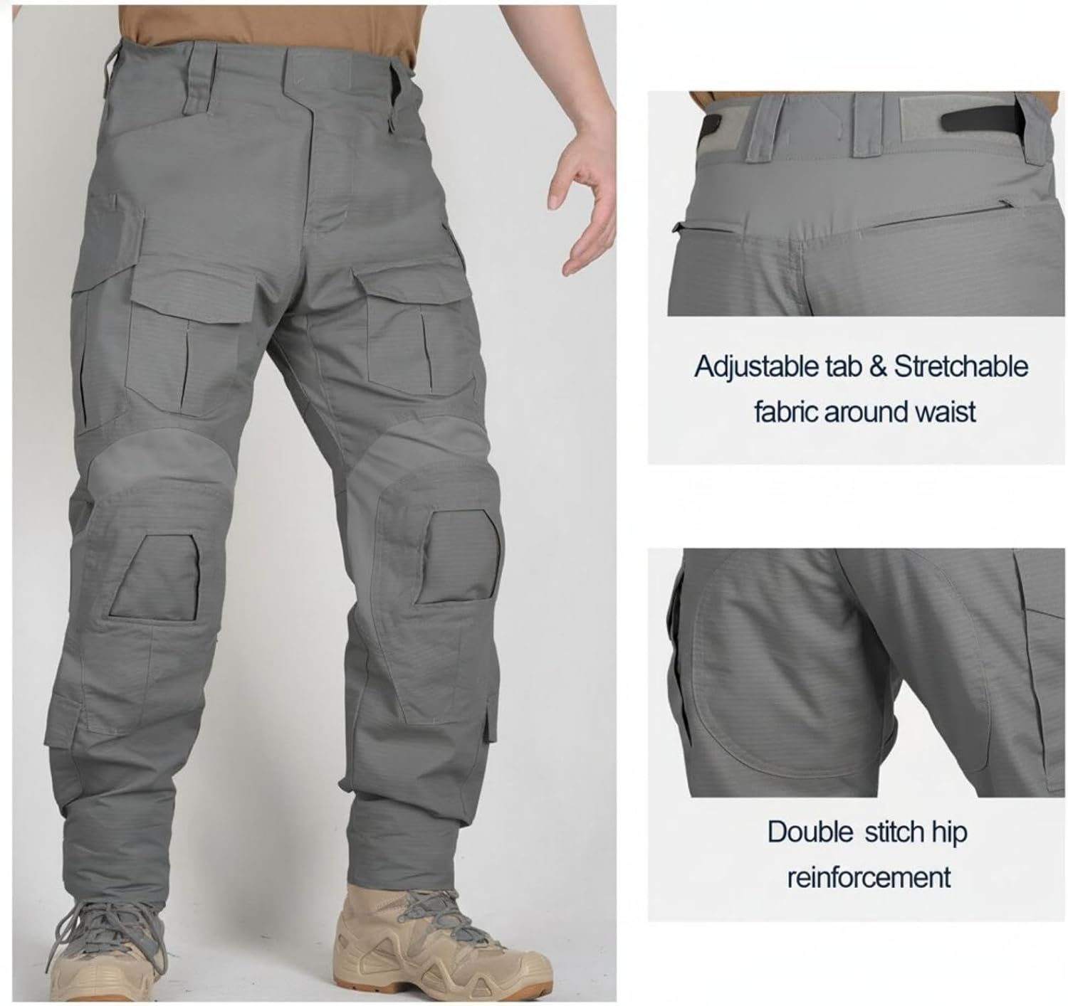 Men’s Tactical Pants with Knee Pads Waterproof G3 Combat Pants Camo Cargo Pants with 10 Pockets No Belt