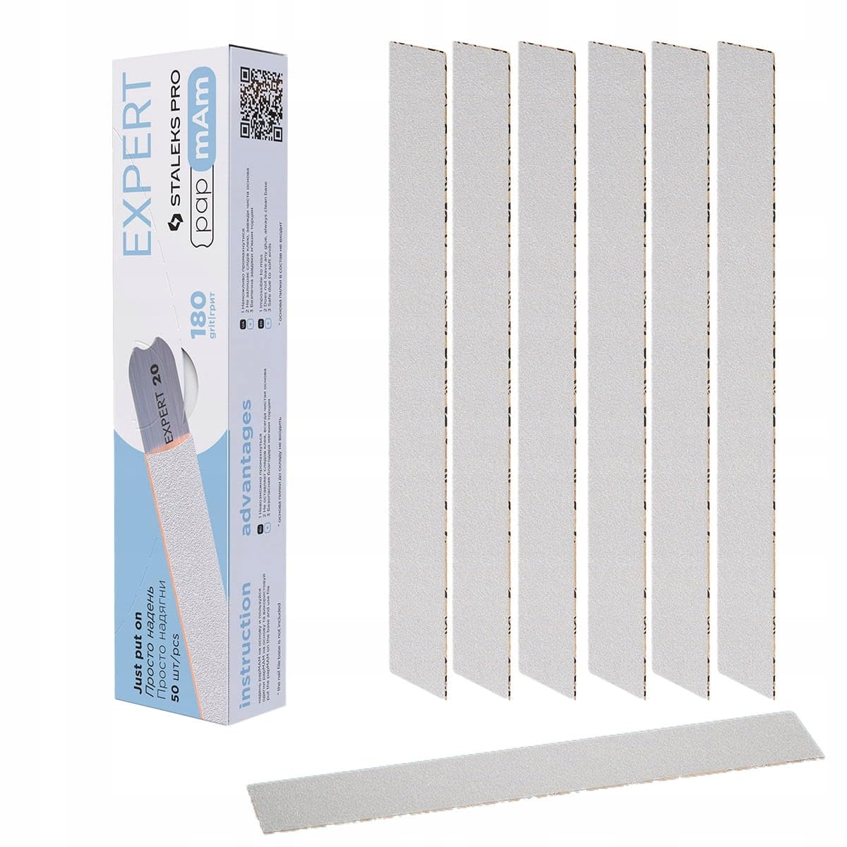 STALEKS PRO Housses de remplacement pour limes en minéral "Papmam" pour base droite, Expert, papier écologique, 50 pièces, DFCE-22 (Grain 180)