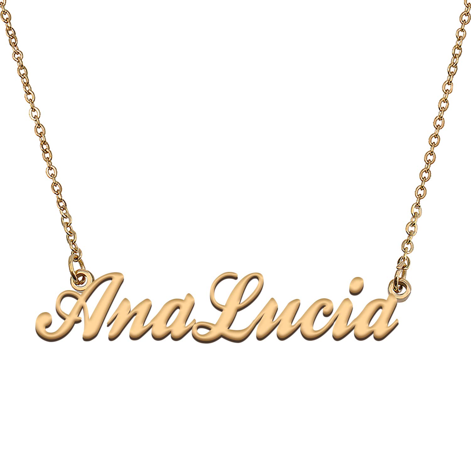 HUAN XUN Custom Personalized Gold Name Necklace in Gold Silver for Women