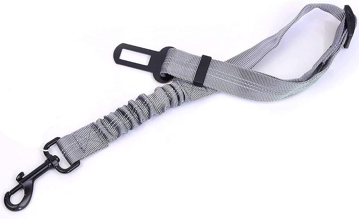 3 Colors Dog Safety Belt Pet Seat Belt Dog Car Harness Adjustable 360° zinc Alloy Buckle with Elastic,High Strength,Wear-Resistant and Durable,Easy to Install,Easy to Wash(Grey)