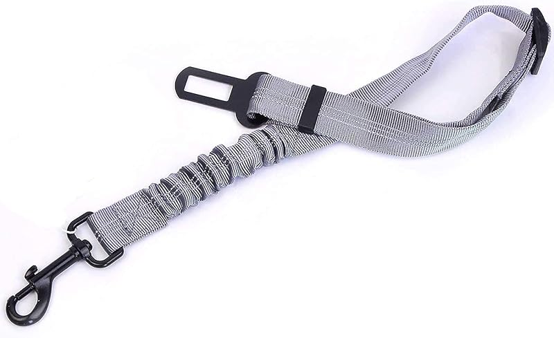 3 Colors Dog Safety Belt Pet Seat Belt Dog Car Harness Adjustable 360° zinc Alloy Buckle with Elastic,High Strength,Wear-Resistant and Durable,Easy to Install,Easy to Wash(Grey)