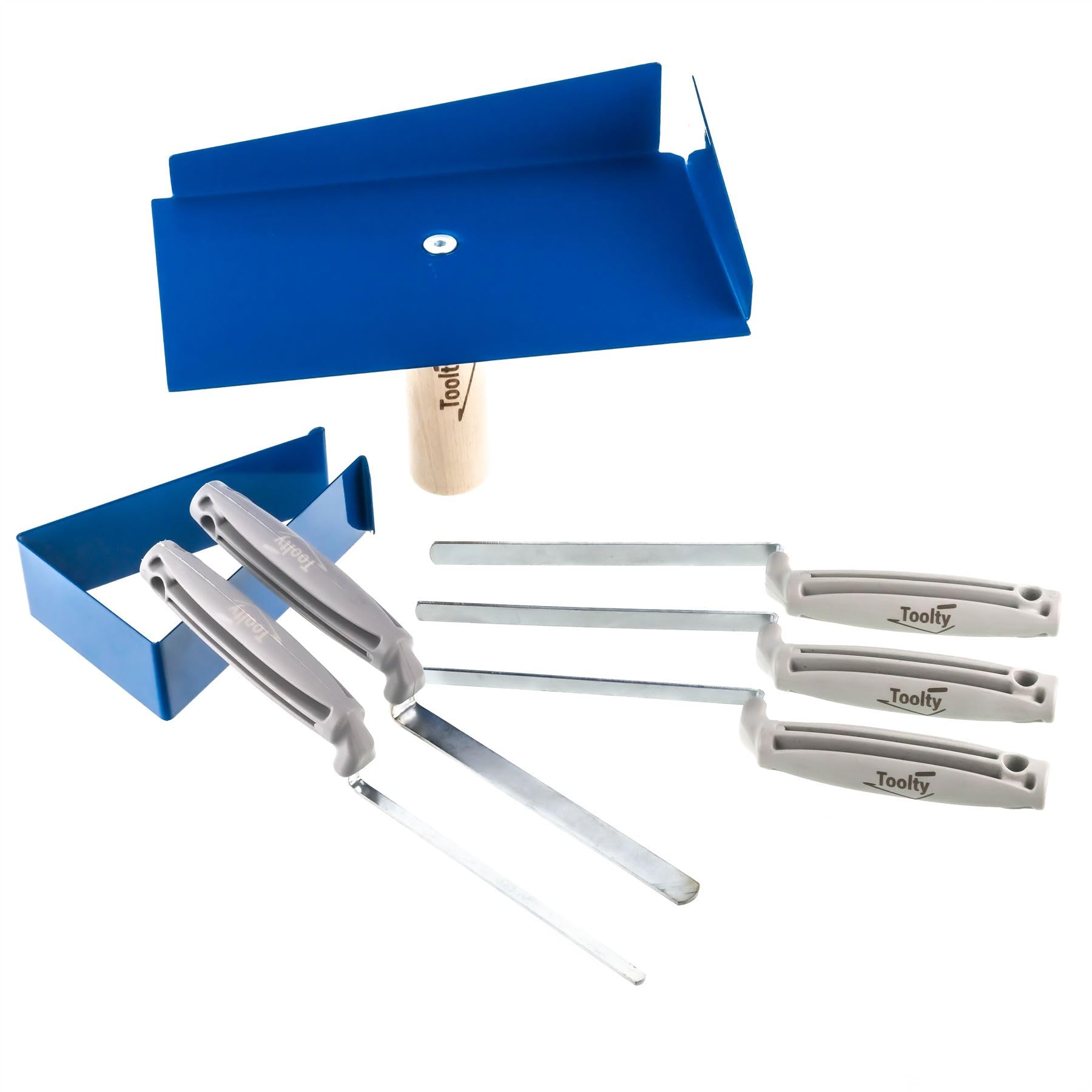 Toolty Mortar Holder with Pointing Finger Trowels with Plastic Handle 6, 8, 10, 12, 14 mm Set Powder Coated for Masonry and Finishing Work for Pointing, Bricklaying, Jointing - Hawk DIY