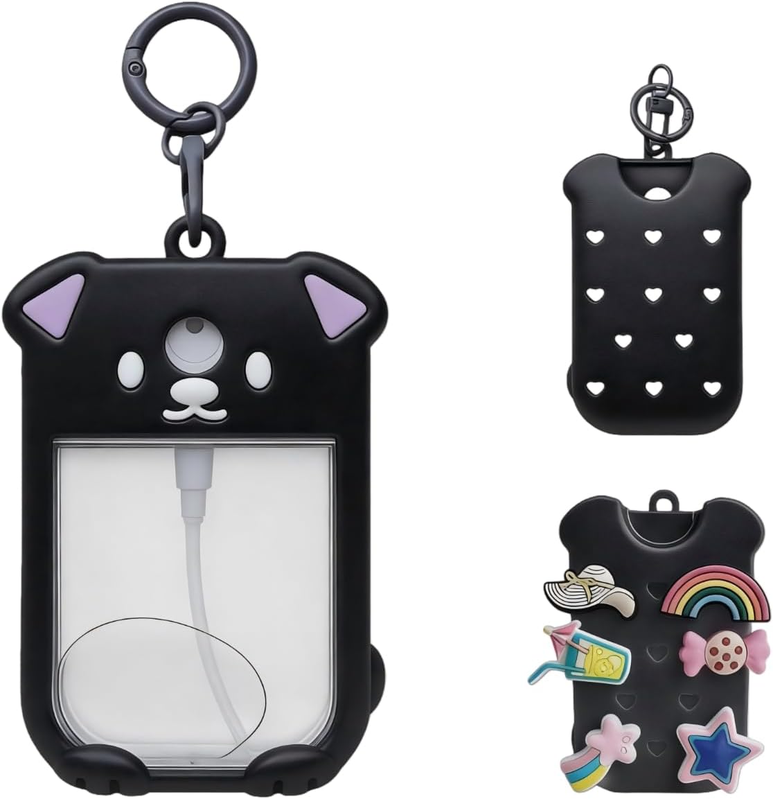 Puppy Silicone Case for Touchland Hand Sanitizer Spray 1FL OZ/30ML with Keychain and Charms