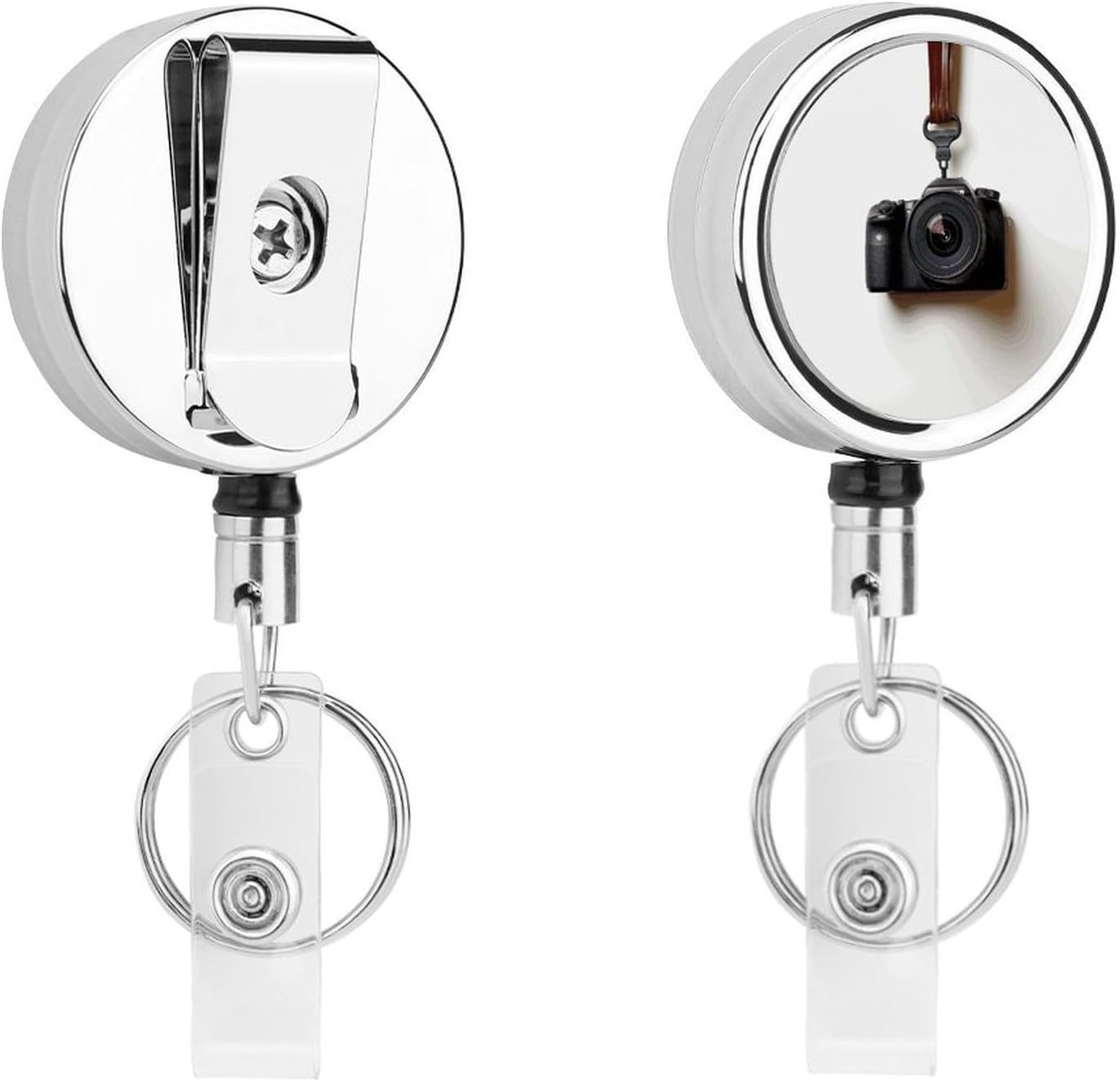 Camera Hanging on White Wall Name Badge Holder Badge Reel Badge Clips