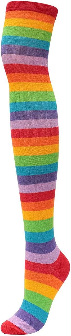 Ayliss Striped Over Knee Thigh Socks High Thigh Long Stocking Boot Leg Women Costume Cosplay Girls Novelty Daily Wear (Rainbow) : Clothing, Shoes & Jewelry