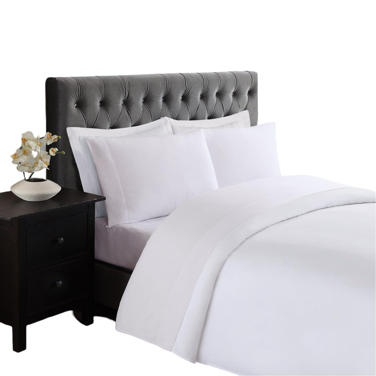 TRULY SOFTEveryday Sheet Set White Polyester 4-Piece King Sheet Set, Solid Color Themed, Adult Bedding, Oeko-TEX Certified