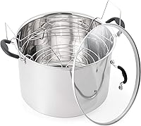 McSunley Prep-N-Cook 21.5Qt Induction Stainless Steel Water Bath Canner with Jar Rack - Versatile Stockpot for Home Canning