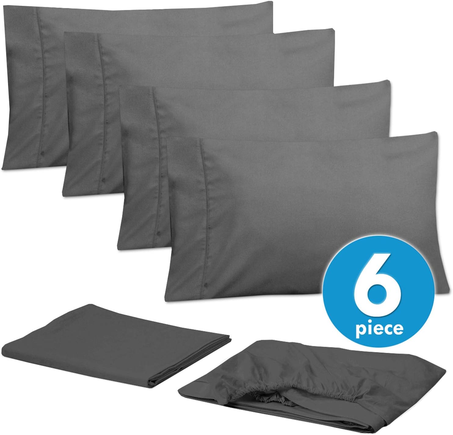 Sweet Home Collection Queen Size 6 Piece 1500 Supreme Collection Fine Brushed Microfiber Deep Pocket Queen Sheet Set Bedding - Image 4
