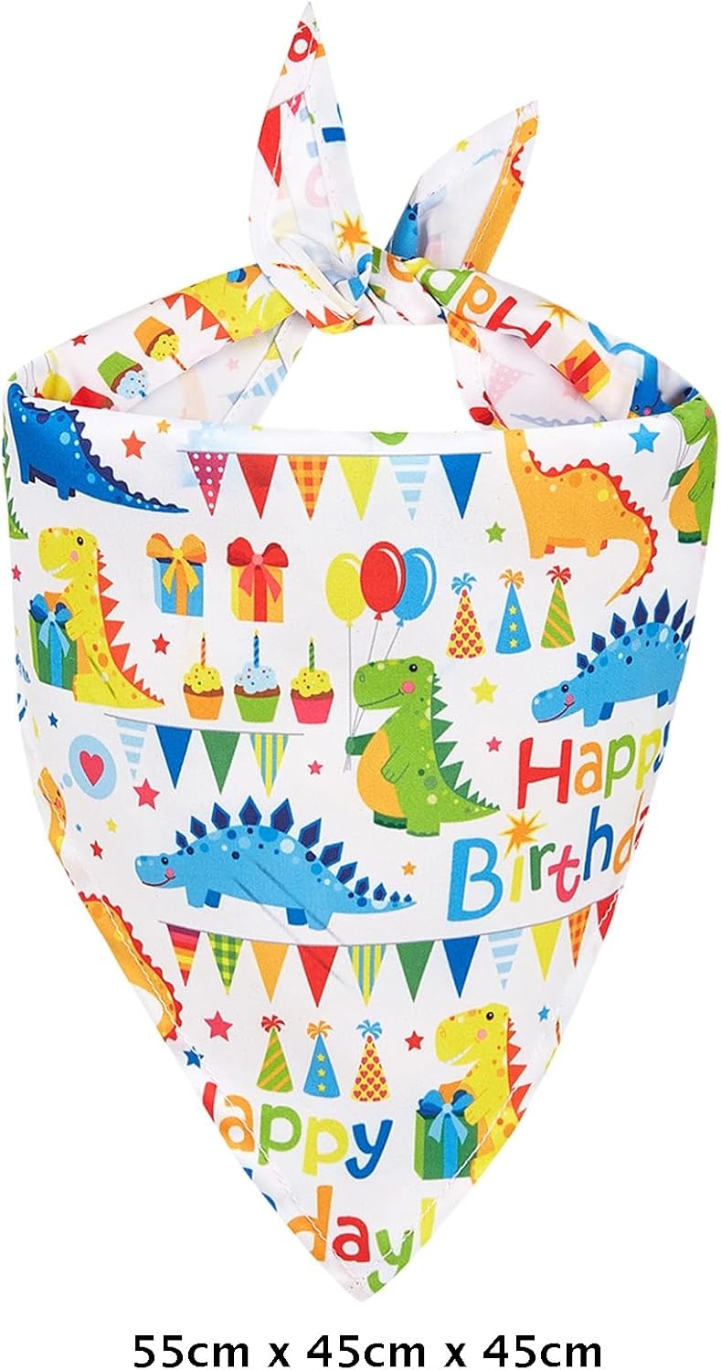 3-Piece Small Dog Happy Birthday Boy Shirt Blue Clothes & Bandanas & Toy Gift S