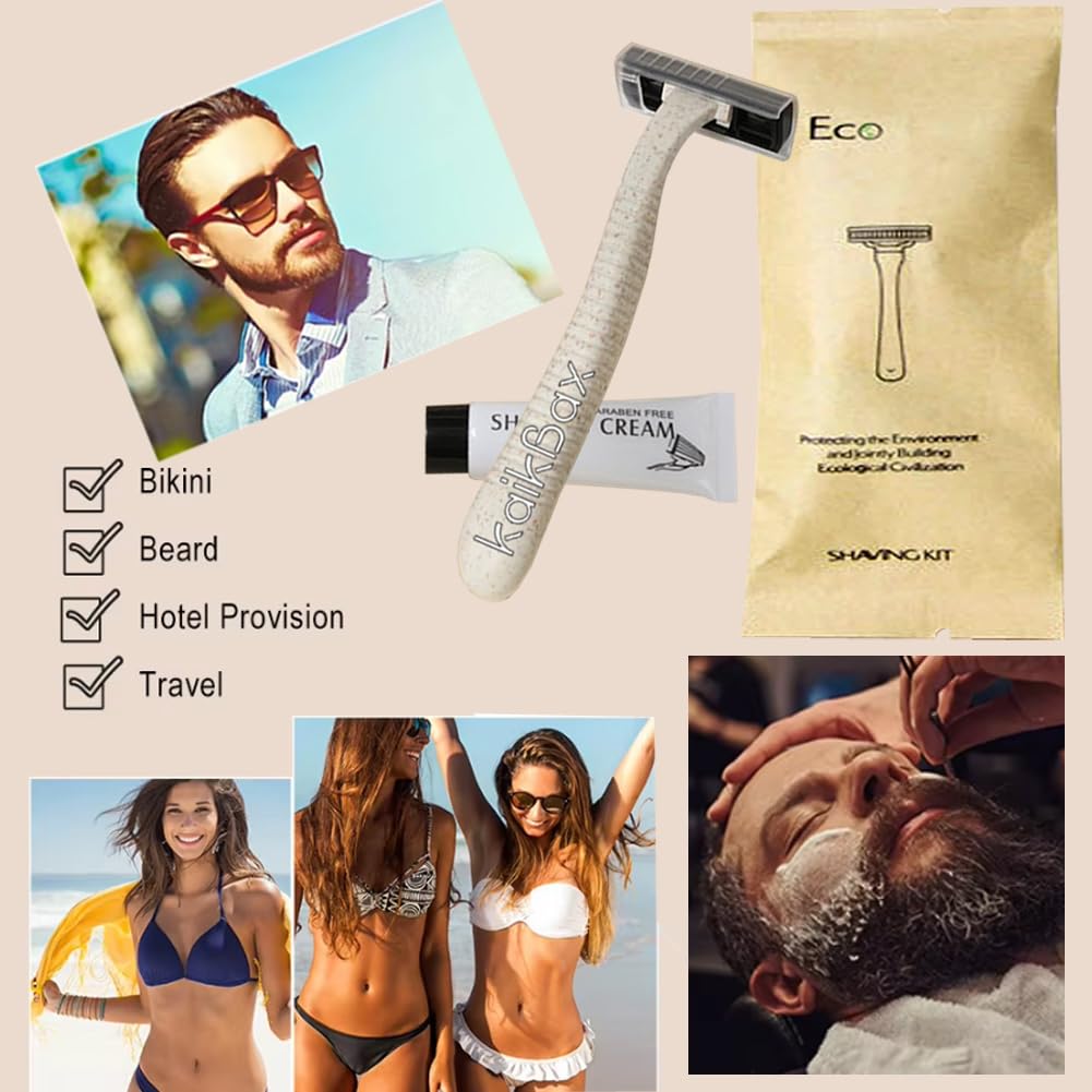 10Pack Disposable Razors 3 Blade Individually Wrapped Kit With Shave Cream | Eco-Friendly Stainless Steel Travel Razor Toiletries Amenities;Disposable Razors Bulk; Shaving Razors for Home Hotel Travel
