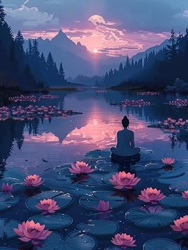 Diamond Art Kits for Adults Zen, Diamond Art Kits for Beginner Pond, 5D DIY Full Drill Gem Art Crystal Kits, Hobbies for Women, for Bathroom Decor and Room Decor, Gifts for Women 28x38 inch 9-3789