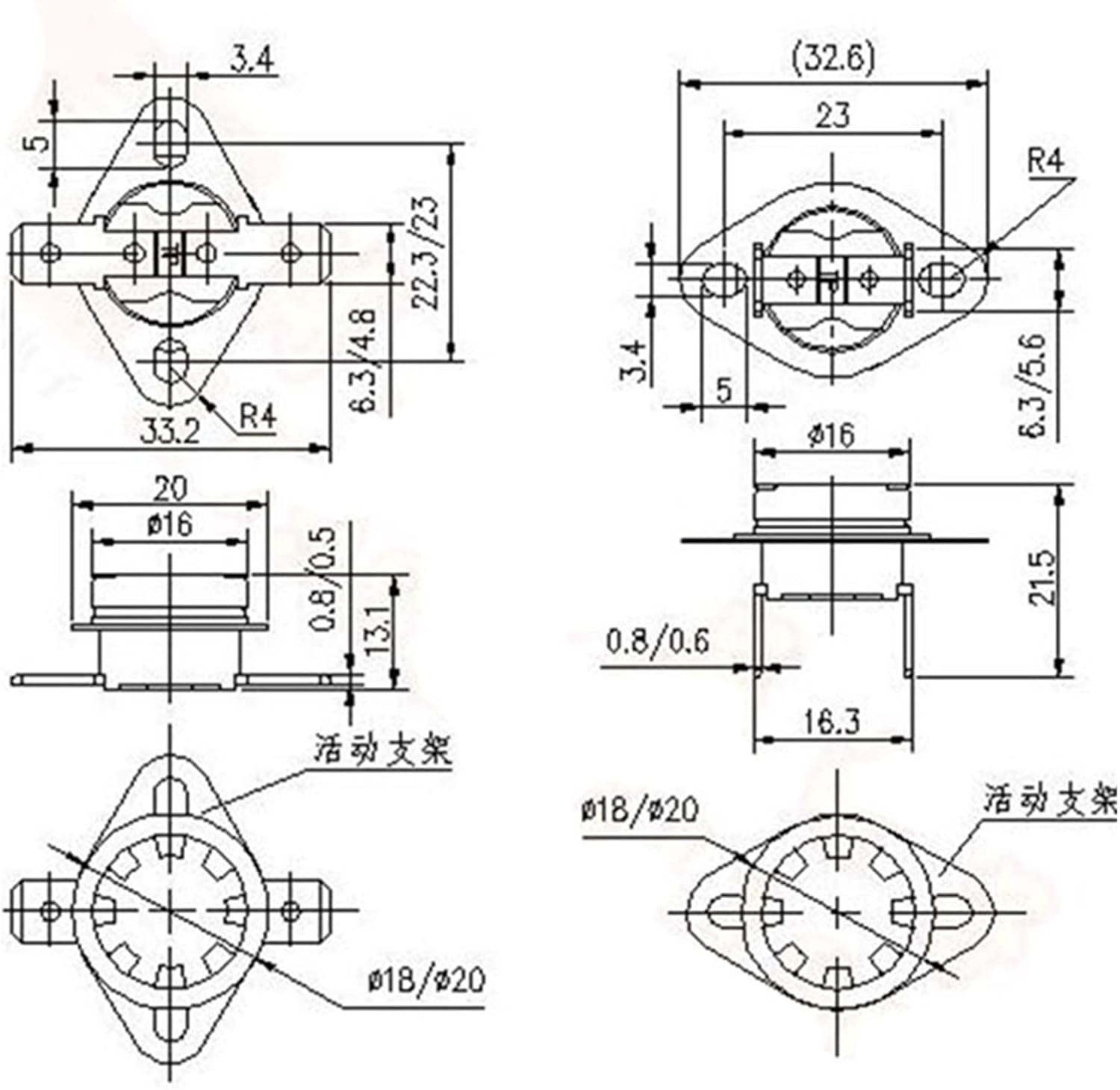 2Pcs Thermal Control KSD302 Temperature Controller 16A 40~300 Degree Ceramic KSD301 Temperature Switch Thermostat(Normal Close,135C)