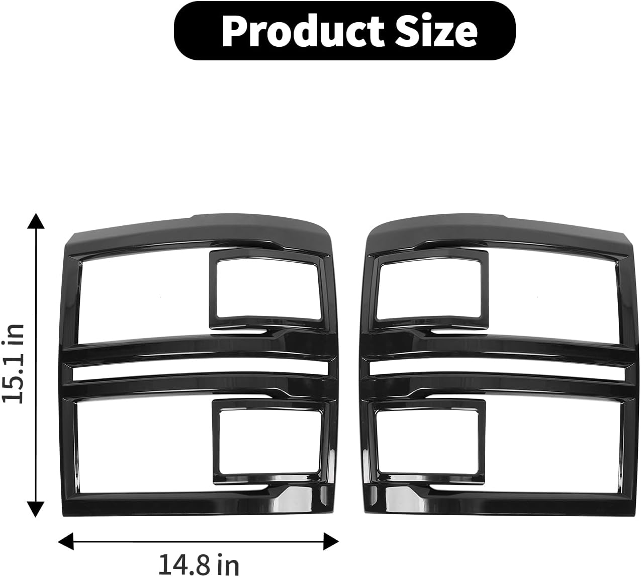 Headlight Bezels Headlight Cover Trim Front Headlight Lamp Guard Trim Protector Cover fit for Chevy Silverado 2014-2018 Exterior Decoration Guard Kit (Black)