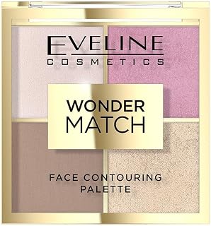 Eveline Cosmetics Wonder Match Multifunctional Face Palette - Bronze, Blush, Highlighter & Powder - Vegan Formula with Chocolate Fragrance for Day and Evening Makeup