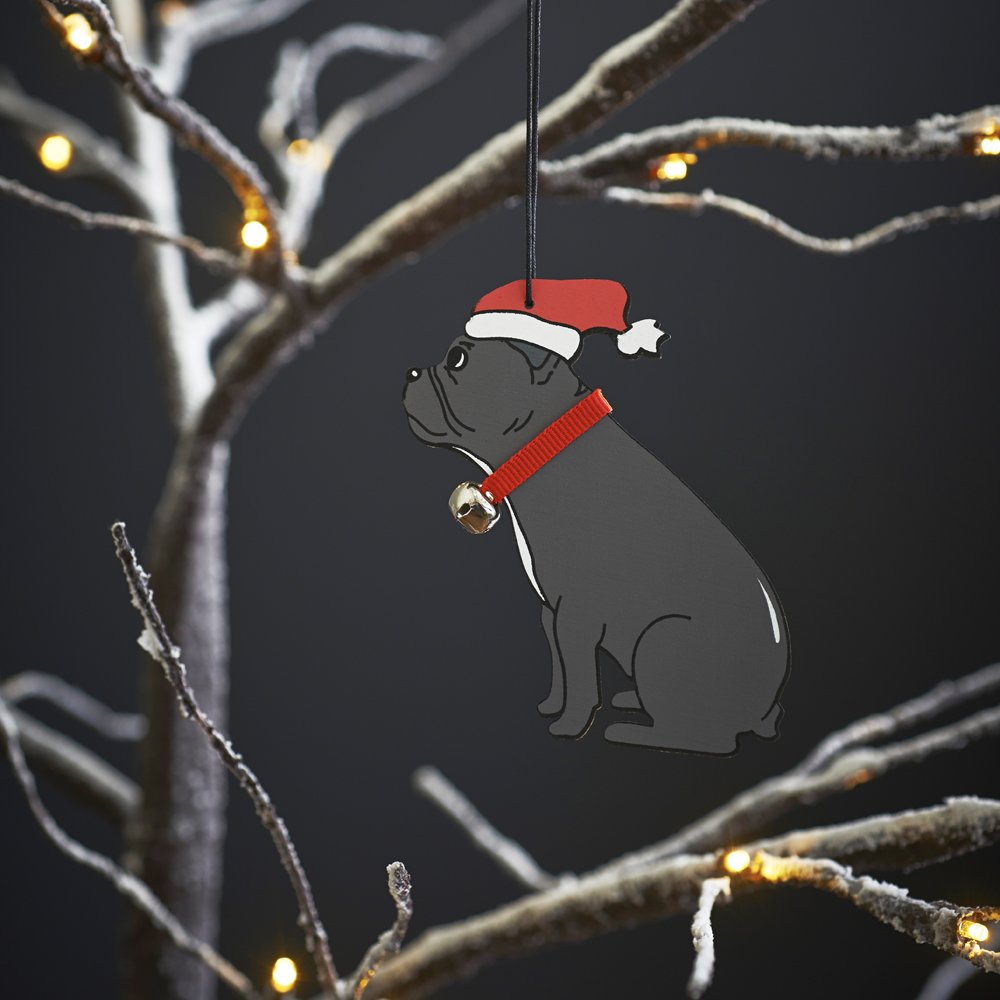 Sweet William French Bulldog Christmas decoration, Wood, Grey
