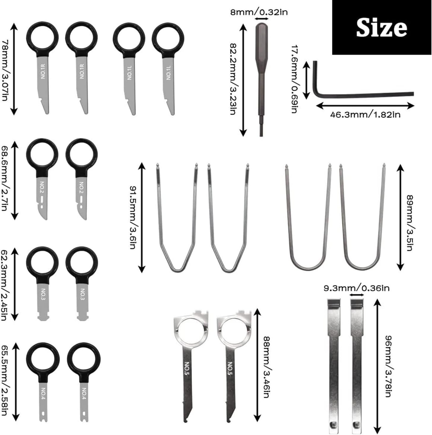 20PCS Radio Removal Tool Key and Removal Pry Tool Kit Universal Stereo CD Player Removal Key Kit for Most Car and Truck