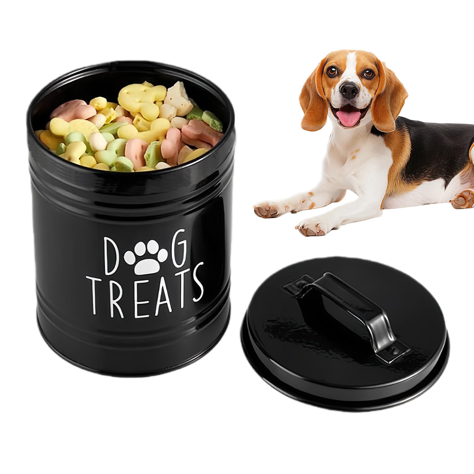 Zestivra 300g Dog Food Storage Box – Metal Treat Organizer, Sealing Lid Container, Countertop Canister | Secure Freshness Design, Easy Carry Handle, Neat Pet Supply Solution for Puppies Homes