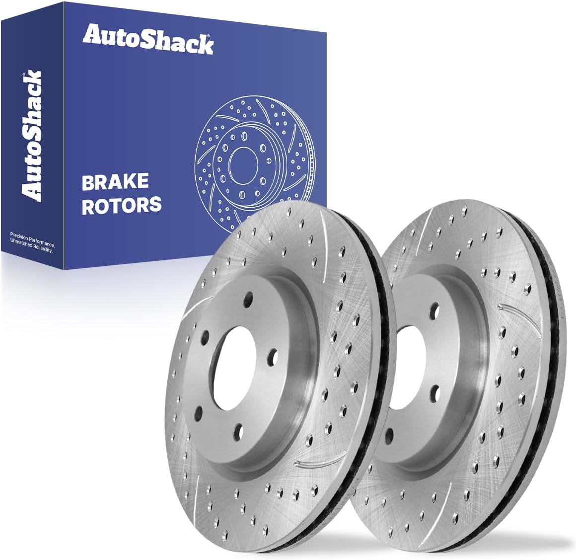 AutoShack Front Vented Drilled & Slotted Silver Zinc Coated Brake Rotors 2-PC Set Replacement for 2007-2017 Jeep Patriot 2007-2017 Jeep Compass 2008-2014 Dodge Avenger SilverShield Pro 11.57" (294 mm)
