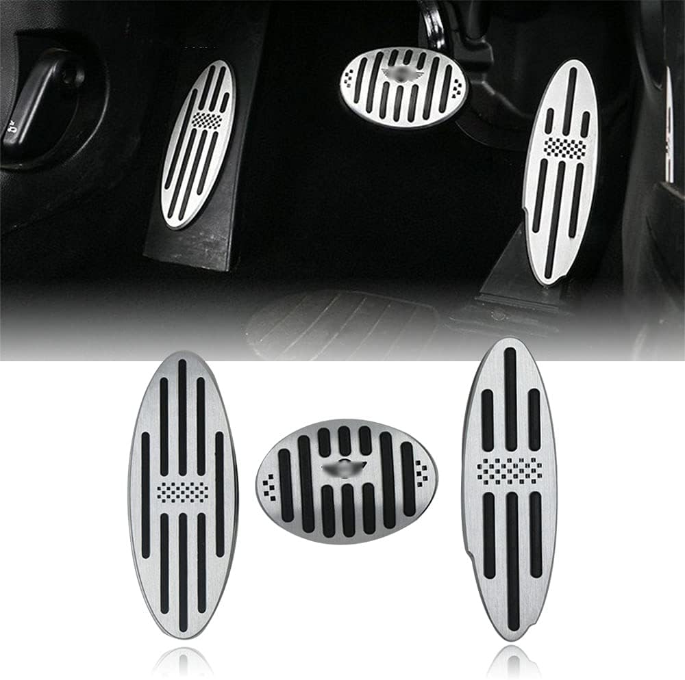 No Drilling Non Slip Gas Pedal Brake Pedal Kit Cover with Aluminum Alloy 3 Pieces/Set Interior Accessories Trim for 2010-2018 Mini Cooper Countryman, Clubman, Roadster, Hatch, Paceman (Black)