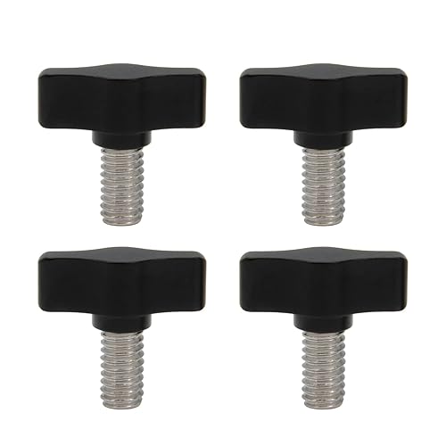 Miniatura 9 de Zeberoxyz 4pcs 14"-20 x 34" Tornillos de pulgar de acero inoxidable con perilla de aluminio negro Rosca estándargruesa rosca-longitud 34" (tamaño