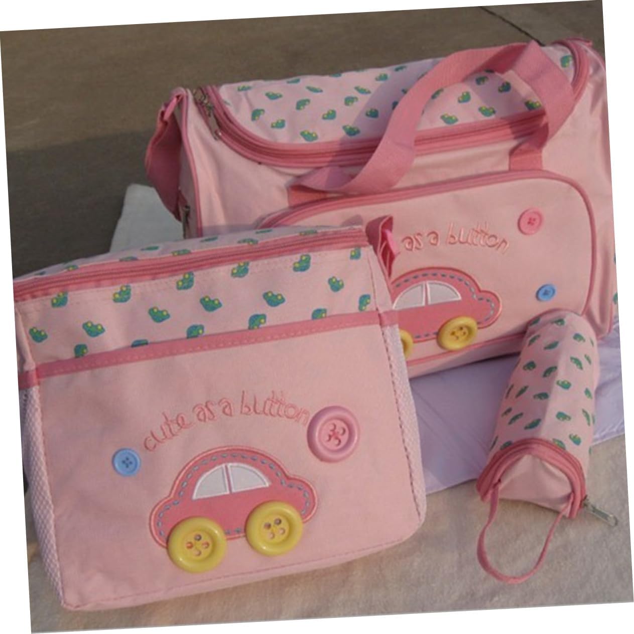 Multi-function Mummy Bag Tote Set Diaper Bag Changing Pad Tote Bottle Holder Large Capacity Car Pattern