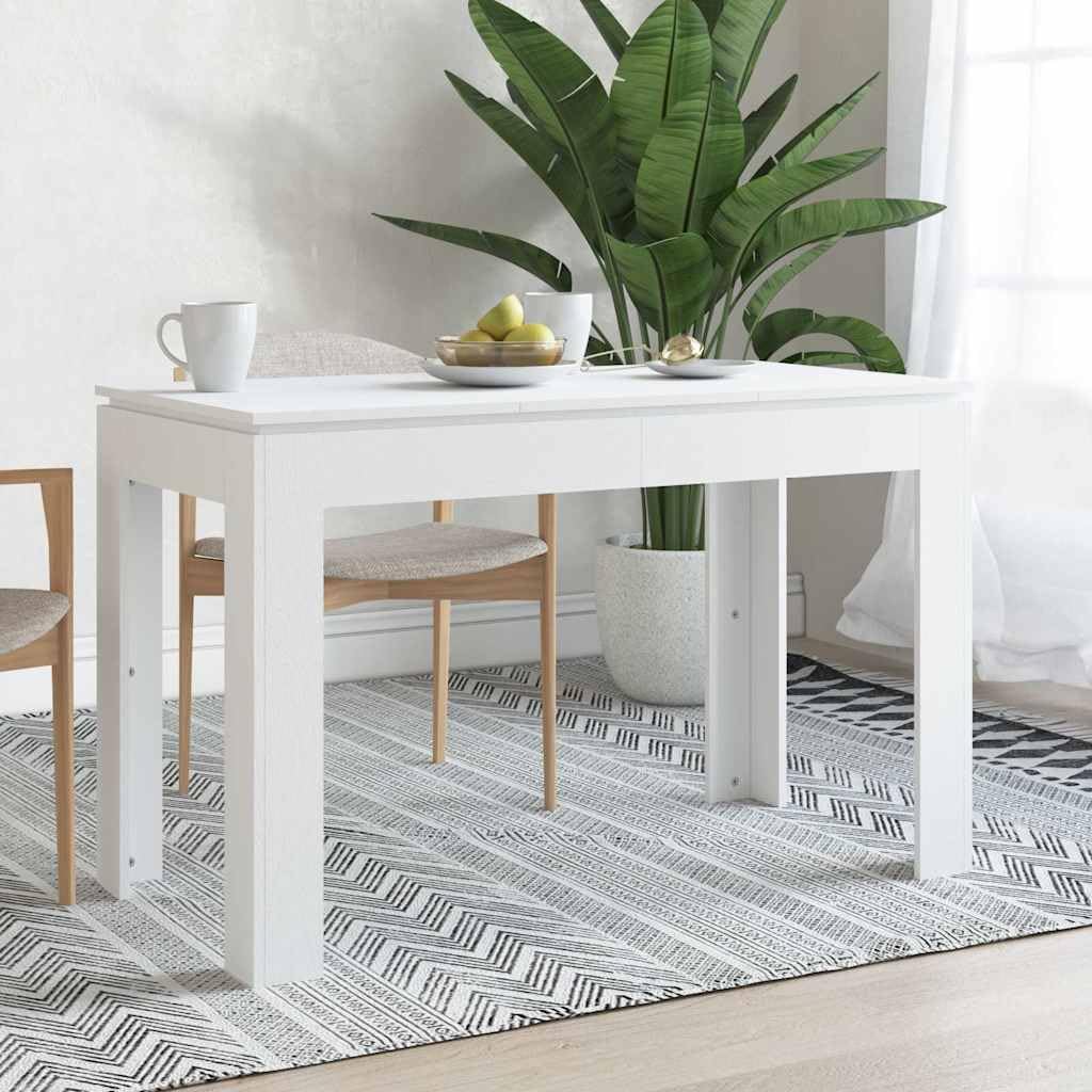 Table à manger 120x60 cm blanche pour cuisine moderne et repas chaleureux en famille petit espace