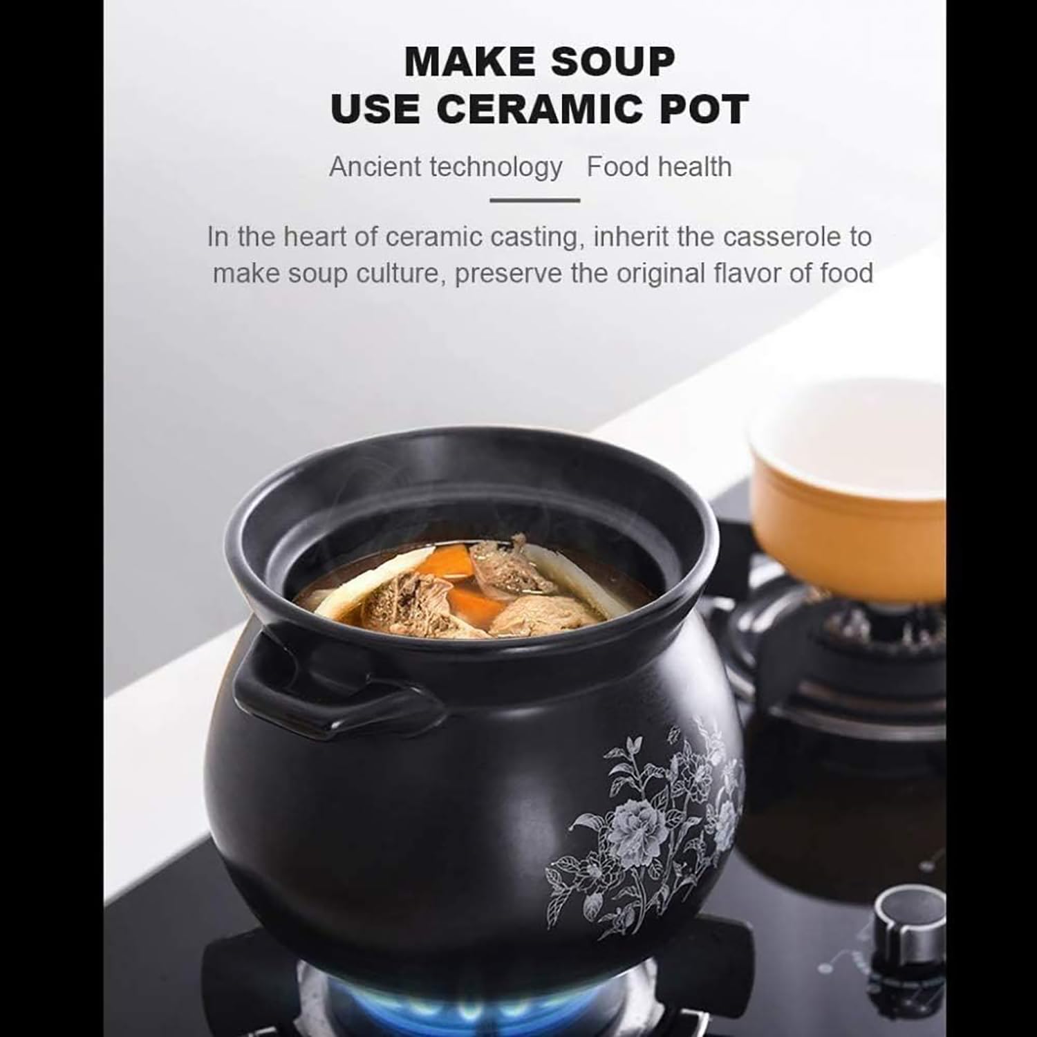 Ceramiczne naczynia do zapiekanek, Garnek ceramiczny odporny na wysokie temperatury. zapobiegający oparzeniom. Nadaje się do domowej kuchenki gazowej(2800ml)