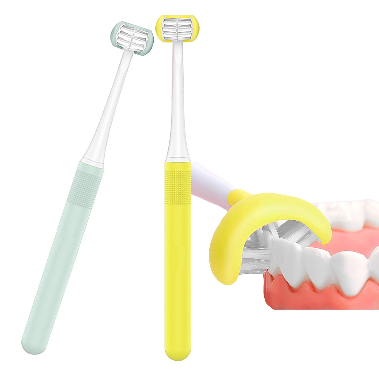 2 Pieces 3 Sided Autism Toothbrush Three Bristles for